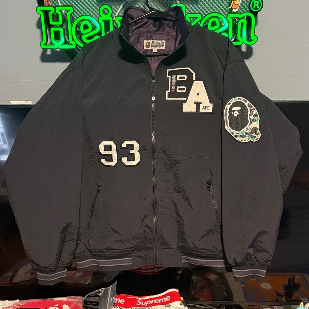 $OLD* Bape Black/Purple Exclusive Windbreaker W/Big Camo Ape Patches Mens Sz Med